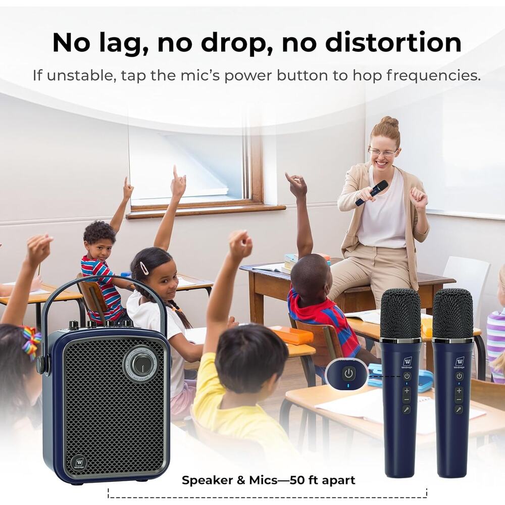 Wireless Voice Amplifier with 2 Wireless Microphones,Microphones and Speaker Set - Picture 5 of 5